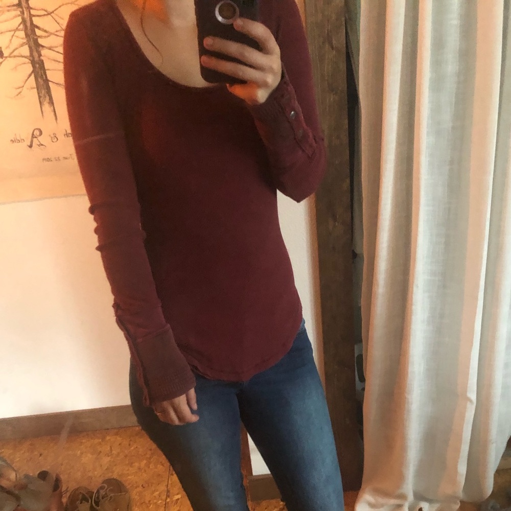 Free People Waffle Shirt